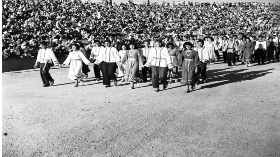 Yehuda Eisenstark collection: Israel delegation parade at the Makabia opening ceremony, Ramat-Gan 1953 [State Archives]